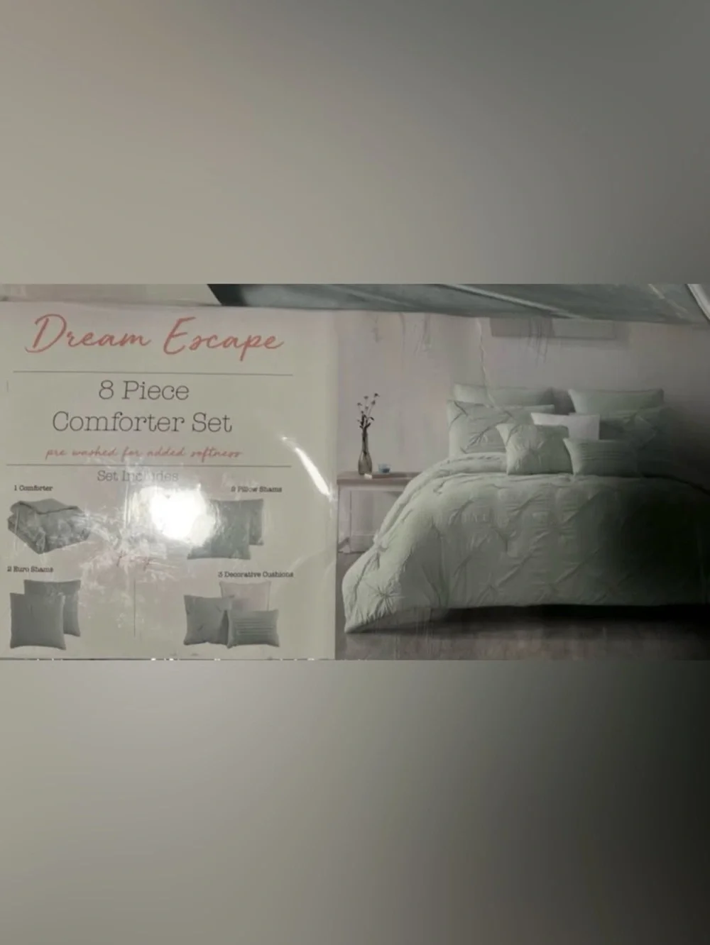 King mint Cotton Comforter Set 3pc Tuft Minimal Luxury with accent pillows 8pc